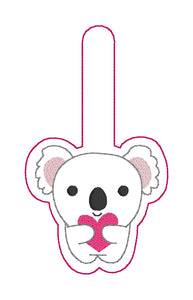 Koala heart snap tab (single & multi files included) machine embroidery design DIGITAL DOWNLOAD