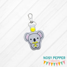Load image into Gallery viewer, Koala heart snap tab (single &amp; multi files included) machine embroidery design DIGITAL DOWNLOAD