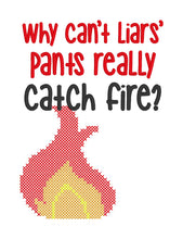 Load image into Gallery viewer, Why can&#39;t liars&#39; pants really catch on fire (4 sizes included) machine embroidery design DIGITAL DOWNLOAD