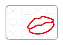 Load image into Gallery viewer, Lips applique quilted mug rug (2 versions &amp; 4 sizes included) machine embroidery design DIGITAL DOWNLOAD