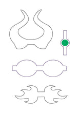 Load image into Gallery viewer, Evil Mal ITH Bow (2 hoop sizes included) machine embroidery design DIGITAL DOWNLOAD