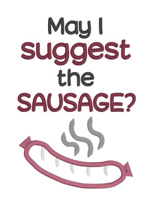 May I suggest the sausage applique machine embroidery design (4 sizes included) DIGITAL DOWNLOAD