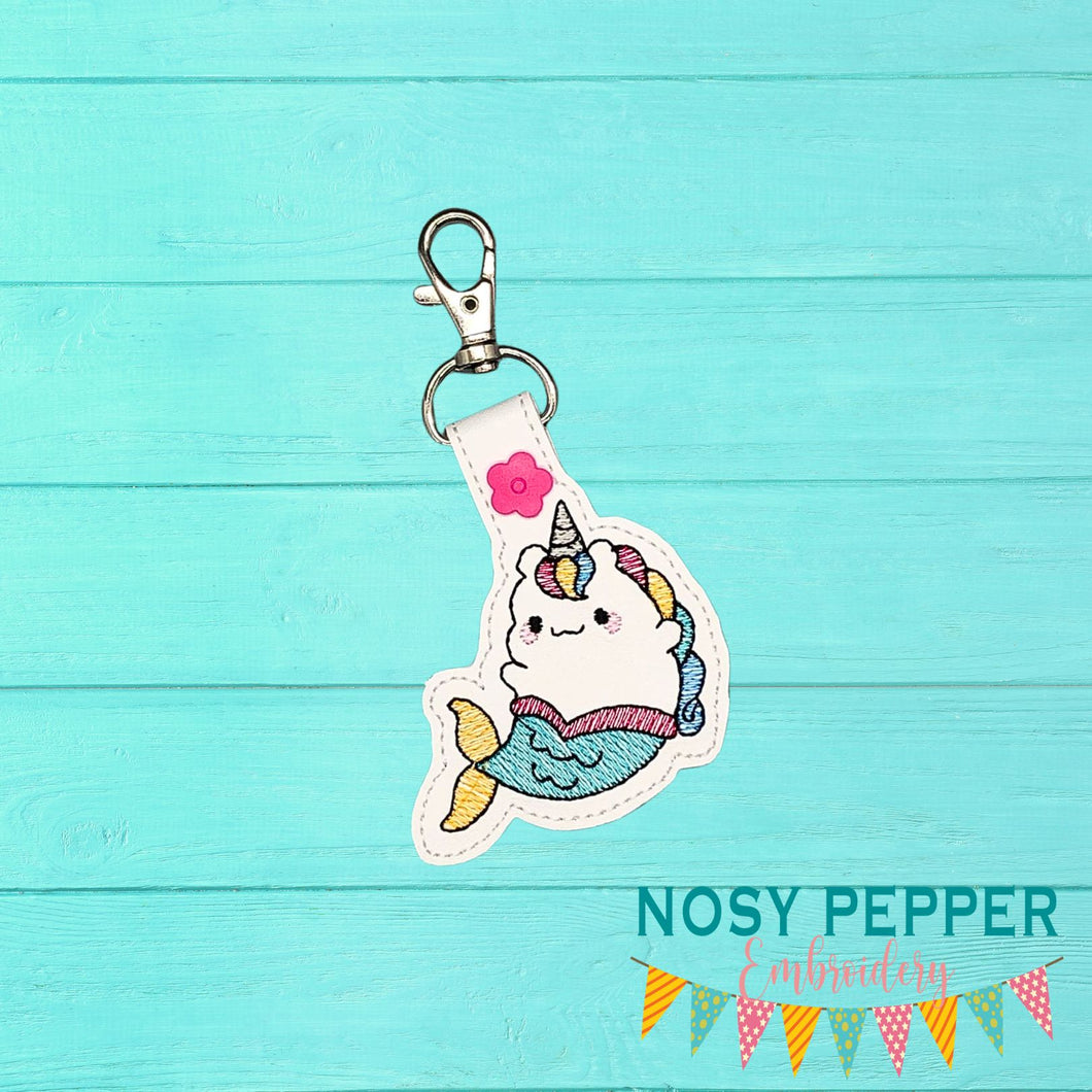Mermacorn Snap Tab 4x4 machine embroidery design DIGITAL DOWNLOAD