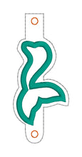 Load image into Gallery viewer, Mermaid applique Wallet tab (2 sizes included) machine embroidery design DIGITAL DOWNLOAD