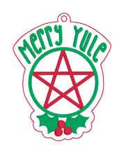 Load image into Gallery viewer, Merry Yule ornament 4x4 machine embroidery design DIGITAL DOWNLOAD