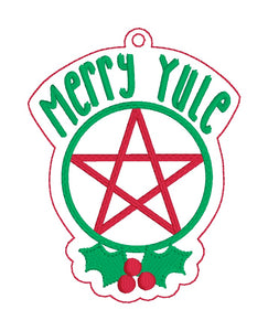 Merry Yule ornament 4x4 machine embroidery design DIGITAL DOWNLOAD