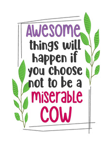 Miserable Cow machine embroidery design (4 sizes included) DIGITAL DOWNLOAD