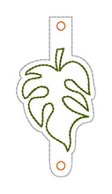 Load image into Gallery viewer, Monstera Wallet tab (2 sizes included) machine embroidery design DIGITAL DOWNLOAD