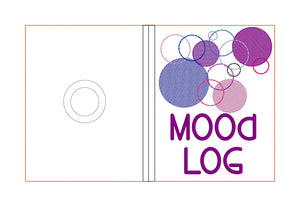Mood Log notebook cover (2 sizes available) machine embroidery design DIGITAL DOWNLOAD