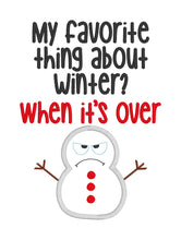 Load image into Gallery viewer, My favorite thing about winter applique machine embroidery design (4 sizes included) DIGITAL DOWNLOAD