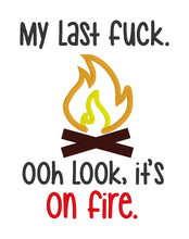 Load image into Gallery viewer, My last f*ck embroidery design (5 sizes included) machine embroidery design DIGITAL DOWNLOAD