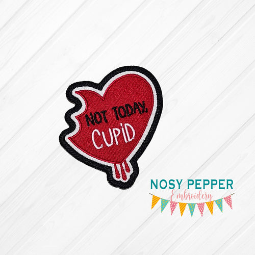 Not Today Cupid Patch machine embroidery design (2 sizes included) DIGITAL DOWNLOAD
