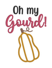 Load image into Gallery viewer, Oh my gourd Applique (5 sizes included) machine embroidery design DIGITAL DOWNLOAD