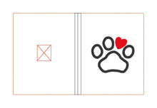 Load image into Gallery viewer, Paw applique Notebook cover (2 sizes available) machine embroidery design DIGITAL DOWNLOAD