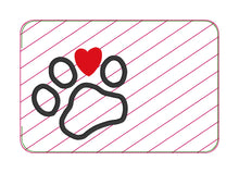 Load image into Gallery viewer, Paw Heart applique ITH mugrug (4 sizes included) machine embroidery design DIGITAL DOWNLOAD