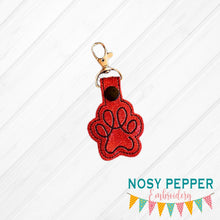 Load image into Gallery viewer, Paw Print Minimalist Snap tab 4x4 machine embroidery design DIGITAL DOWNLOAD