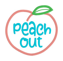 Load image into Gallery viewer, Peach Out applique (5 sizes included) machine embroidery design DIGITAL DOWNLOAD
