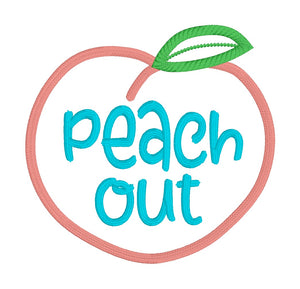 Peach Out applique (5 sizes included) machine embroidery design DIGITAL DOWNLOAD