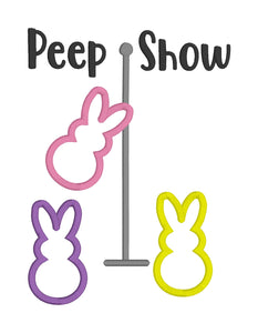 Peep Show applique machine embroidery design (5 sizes included) DIGITAL DOWNLOAD