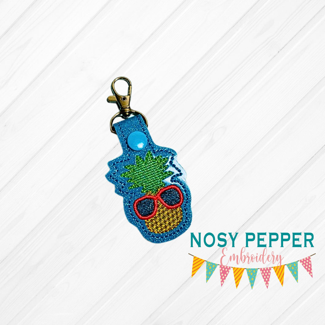 Pineapple Sunglasses Snap tab 4x4 machine embroidery design DIGITAL DOWNLOAD