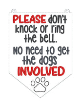 Load image into Gallery viewer, Please Don&#39;t Knock ITH Sign (2 versions and 4 sizes included) machine embroidery design DIGITAL DOWNLOAD