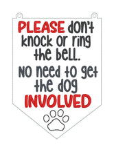 Load image into Gallery viewer, Please Don&#39;t Knock ITH Sign (2 versions and 4 sizes included) machine embroidery design DIGITAL DOWNLOAD