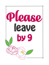 Load image into Gallery viewer, Please leave by 9 machine embroidery design (5 sizes included) DIGITAL DOWNLOAD