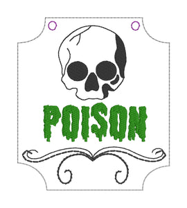 Poison Wine tag machine embroidery design DIGITAL DOWNLOAD