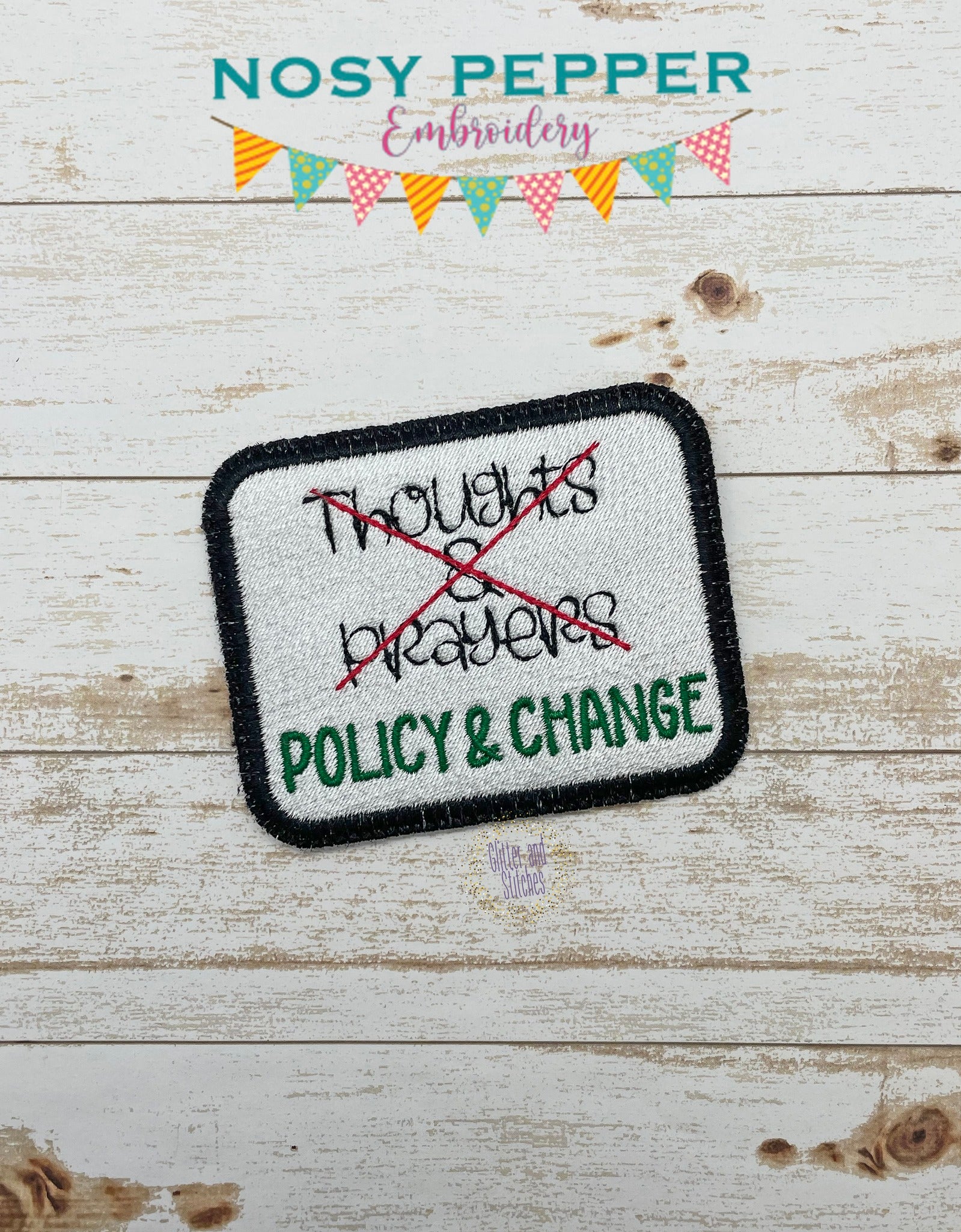 Policy Changes Sticker Policy and Change Patch machine embroidery design (2 sizes included) D ...