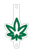 Load image into Gallery viewer, Pot leaf applique Wallet Tab (2 sizes included) TAB ONLY-- machine embroidery design DIGITAL DOWNLOAD