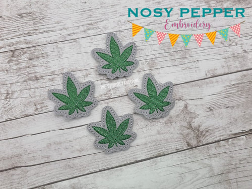 Pot Leaf feltie machine embroidery file
