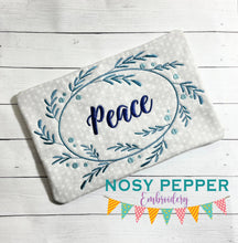 Load image into Gallery viewer, Peace ITH Mug Rug (4 sizes included) machine embroidery design DIGITAL DOWNLOAD