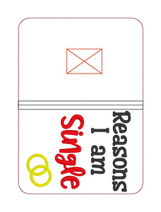 Reasons I am single notebook cover (2 sizes available) machine embroidery design DIGITAL DOWNLOAD