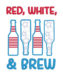 Red, white, & Brew machine embroidery design (4 sizes included) DIGITAL DOWNLOAD