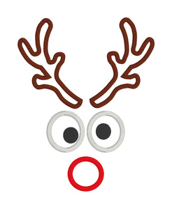 Reindeer Face 2 versions and 4 sizes included machine embroidery design DIGITAL DOWNLOAD