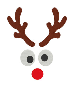 Reindeer Face 2 versions and 4 sizes included machine embroidery design DIGITAL DOWNLOAD