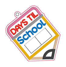 Load image into Gallery viewer, Back to school countdown applique ITH sign (2 sizes included) machine embroidery design DIGITAL DOWNLOAD