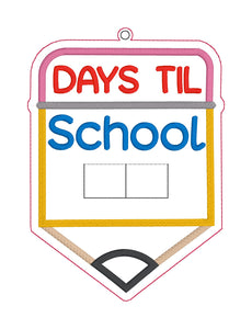 Back to school countdown applique ITH sign (2 sizes included) machine embroidery design DIGITAL DOWNLOAD