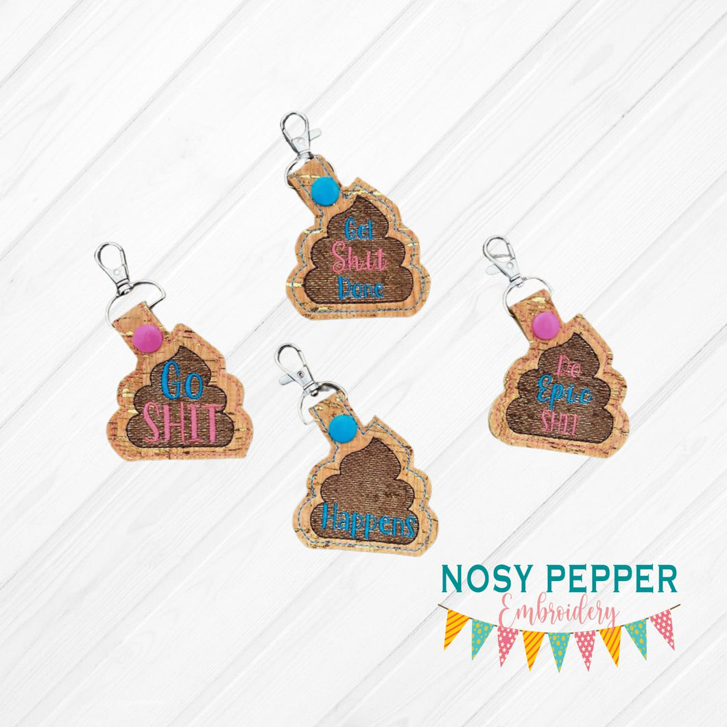 Sh*t Snap Tab Set of 4 machine embroidery design DIGITAL DOWNLOAD