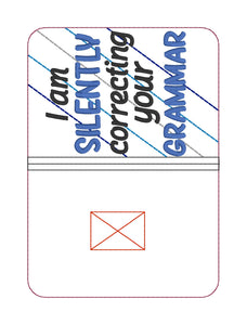 I am silently correcting your grammar notebook cover (2 sizes available) machine embroidery design DIGITAL DOWNLOAD