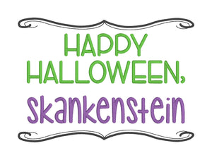 Happy Halloween Sk*nkenstein machine embroidery design (4 sizes included) DIGITAL DOWNLOAD