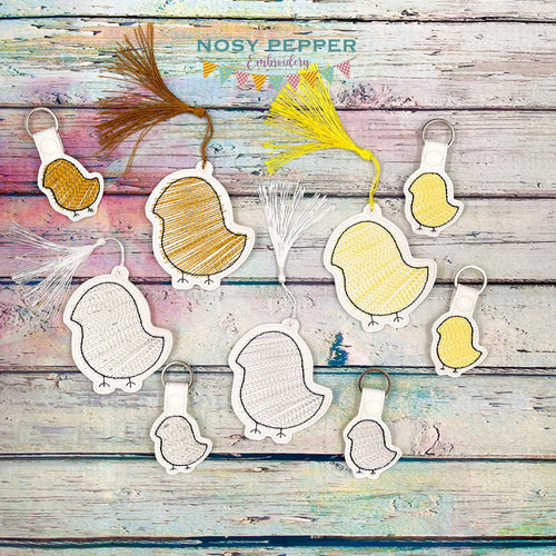 Sketchy Chick set machine embroidery designs (includes bookmark, eyelet fob and snap tab) DIGITAL DESIGN
