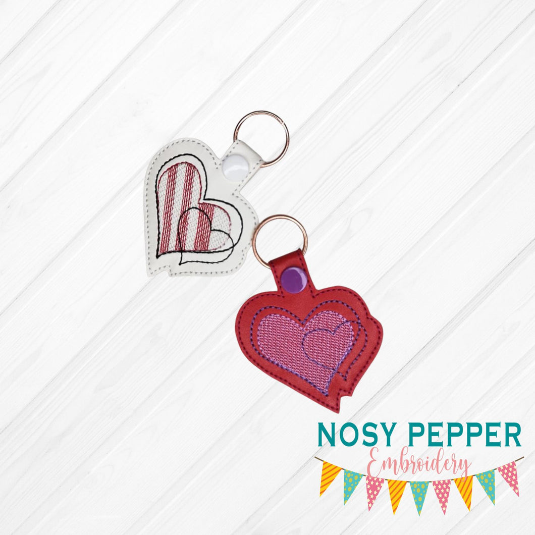Sketchy Heart Snap tab machine embroidery design DIGITAL DOWNLOAD