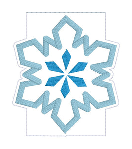 Snowflake Applique Card holder 4x4 machine embroidery design DIGITAL DOWNLOAD
