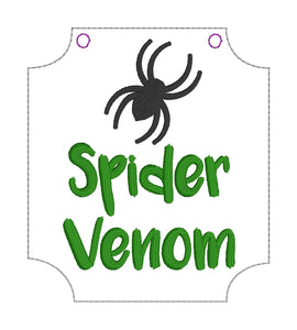Spider Venom Wine tag machine embroidery design DIGITAL DOWNLOAD