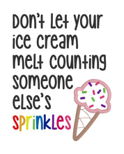 Load image into Gallery viewer, Sprinkles ice cream applique machine embroidery design (4 sizes included) DIGITAL DOWNLOAD
