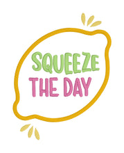 Load image into Gallery viewer, Squeeze the day applique machine embroidery design (5 sizes included) DIGITAL DOWNLOAD