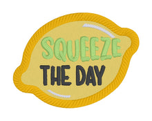Load image into Gallery viewer, Squeeze the Day patch machine embroidery design DIGITAL DOWNLOAD