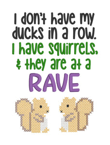 I have squirrels at a rave machine embroidery design (4 sizes included) DIGITAL DOWNLOAD