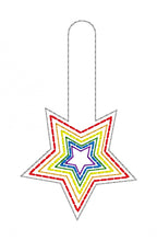 Load image into Gallery viewer, Star rainbow snap tab (single &amp; multi files included) machine embroidery design DIGITAL DOWNLOAD